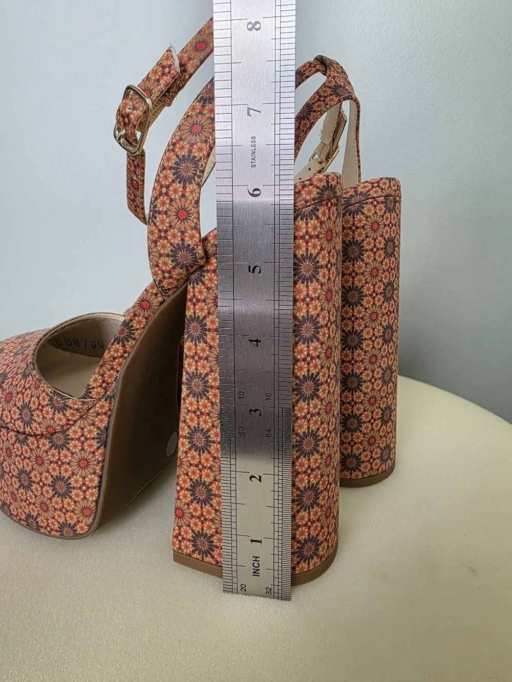 Jessica Simpson Skilla Floral Platform Pumps, Boho Geometric Print, Size 7.5 NEW